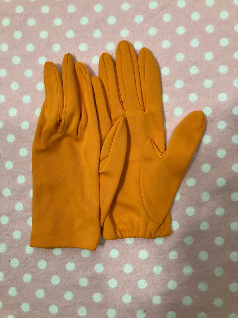 Vintage Orange Wrist Gloves 6 1/2